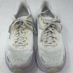 Hoka One One Cream Purple Clifton 8 Low Top Running Shoes Sneakers Size 8